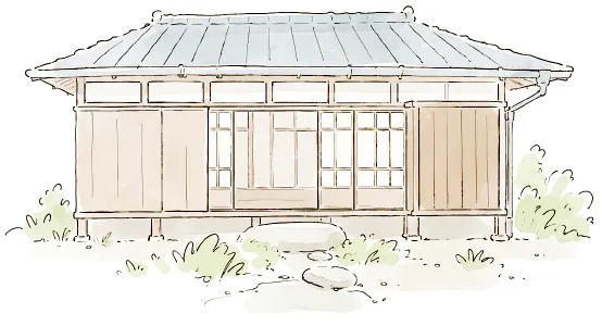 売却を考えている古い木造の一軒家のイラスト